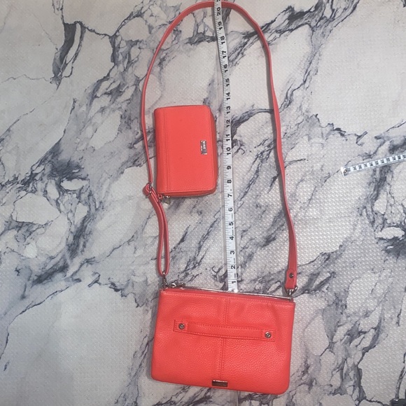 Womens Jewel by Thirty-One Hot Orange Crossbody Bag & matching Wallet. EUC! 💋🔥 - Picture 7 of 14